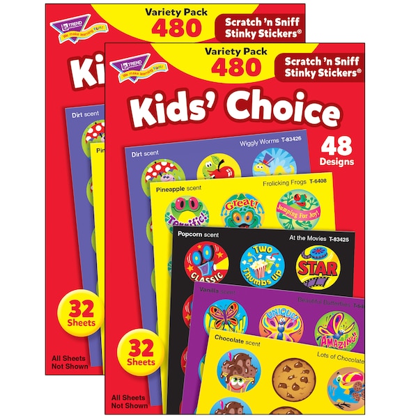 Trend Enterprises Kids Choice Stinky Stickers Variety Pack, 480 Per Pack, PK2 T089 - main